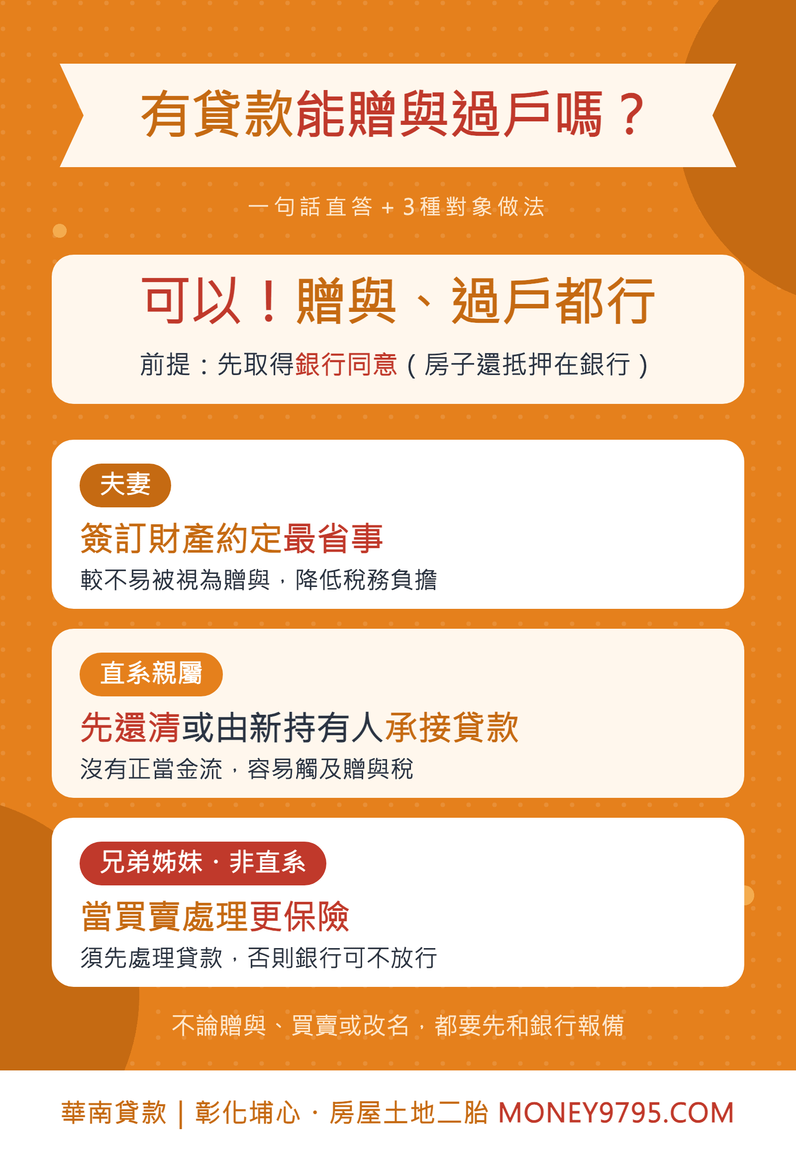 有貸款的房子可以贈與過戶嗎直答與三種對象做法