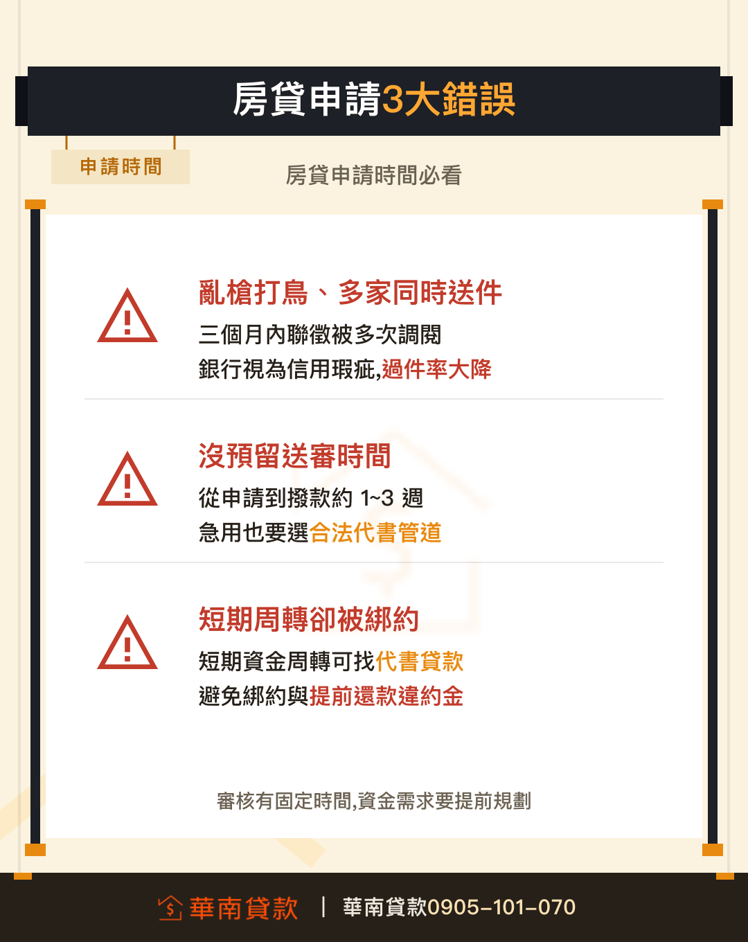 房貸申請時間三大錯誤不要犯