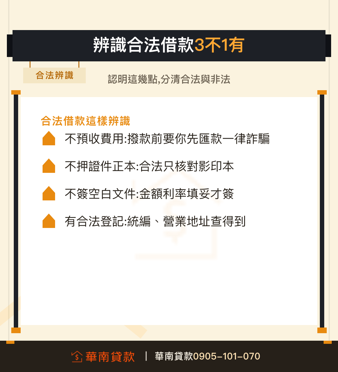 三不一有辨識合法借款業者